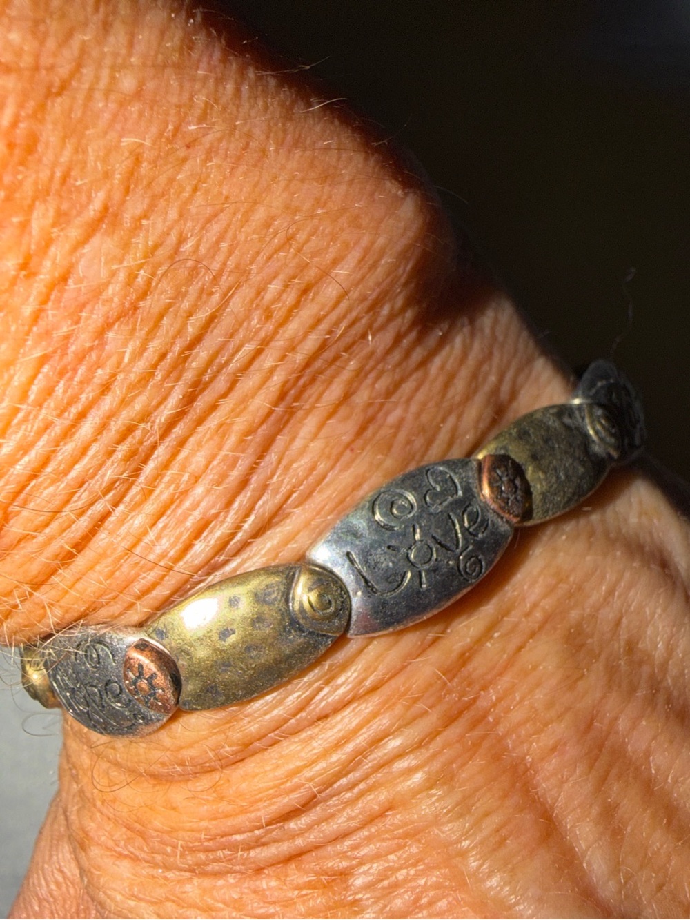 Grandmas Jewelry. Mixed Metal Link Bracelet - Hope/Love. MUST BE BUNDLED